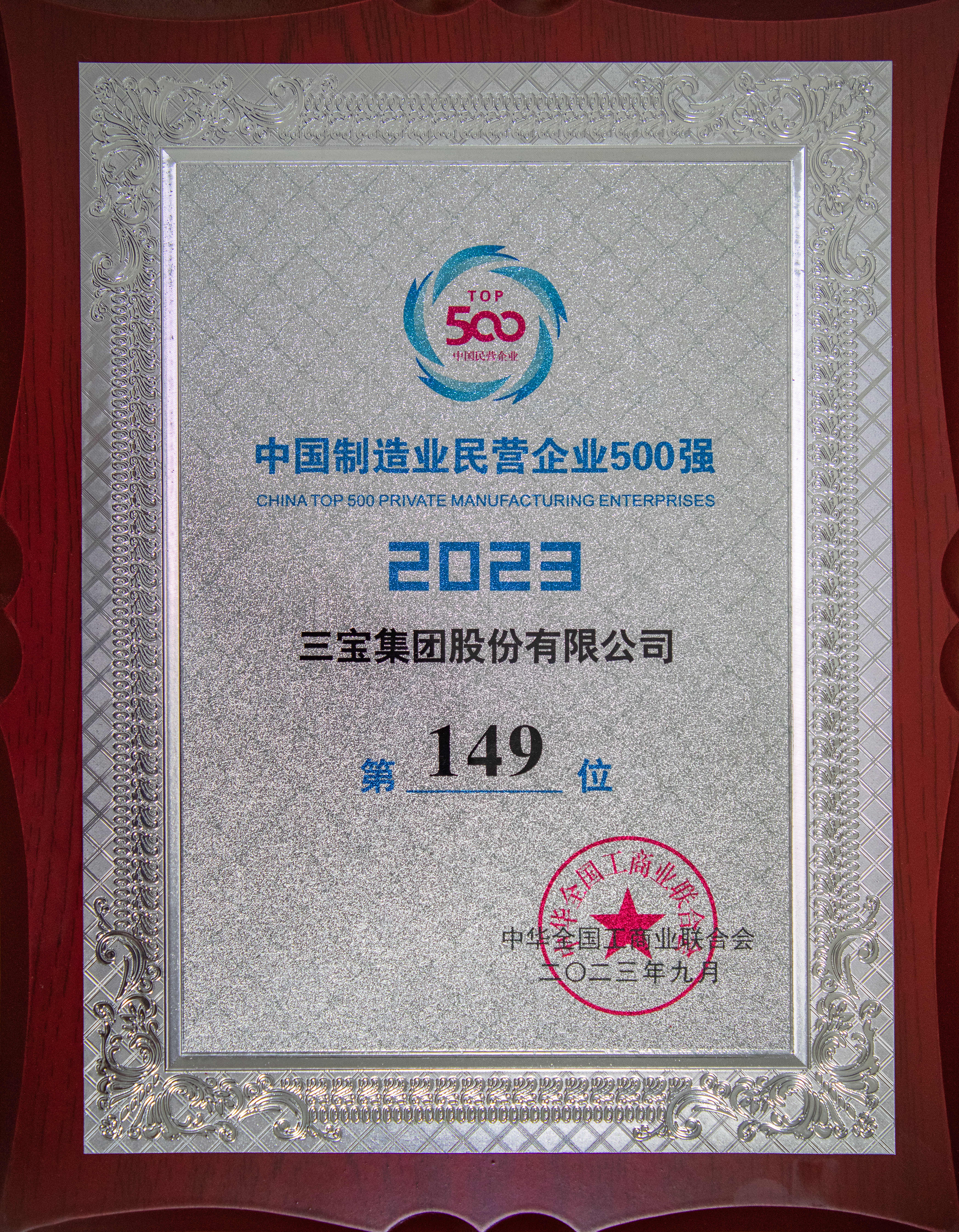 中國制造業(yè)民營企業(yè)500強258位